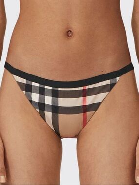 Burberry Archive Beige Check Triangle Bikini bottom with Black Trim
